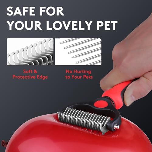 Tpotato Deshedding Dog Brush for Long Haired Dogs Cats,Undercoat Shedding Rake for Dematting Detangling Tangles Matted Fur...