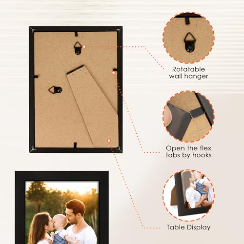 FIXSMITH 4x6 Picture Frame Set of 4, 4x6 Photo Frames with HD Plexiglass for Wall Hanging or Tabletop Display, Black