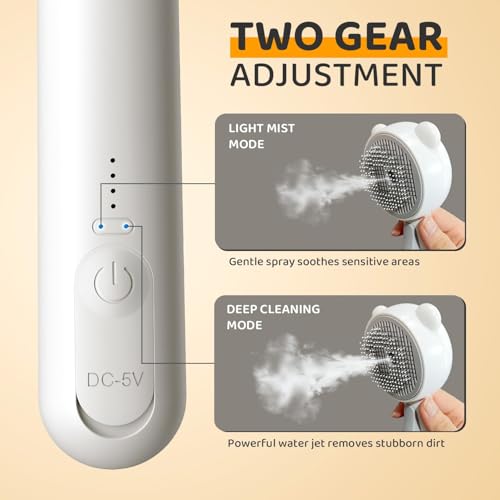 Pecait Cat Steam Brush, Self Cleaning Pet Spray Hair Removal Comb with Release Button, 3 in 1 Cat Brush for Indoor Cats fo...