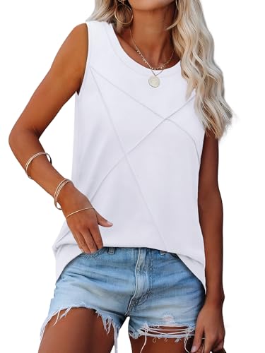 WIHOLL Women's Sleeveless Summer Crewneck Loose Fit Tank Tops
