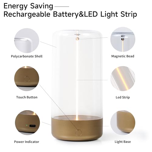 AUGE LIGHT Mini Minimalist Table Lamp Cordless Lamp Rechargeable Table Lamp Portable Nightstand Lamps Desk Lamps for Home ...