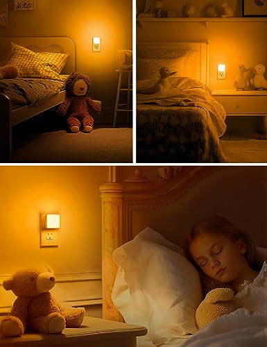 L LOHAS LED Night Lights Plug into Wall 2-Pack, 0.3W Plug in Night Light, Dusk to Dawn, 2000K Amber Light, Sleep Aid Night...
