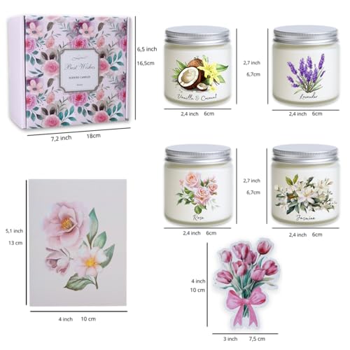 Luina Scented Candle Gift Set – Floral Soy Candles in Glass Jars, 4 Pack Candle Set for Home Fragrance, Flower Scented Can...
