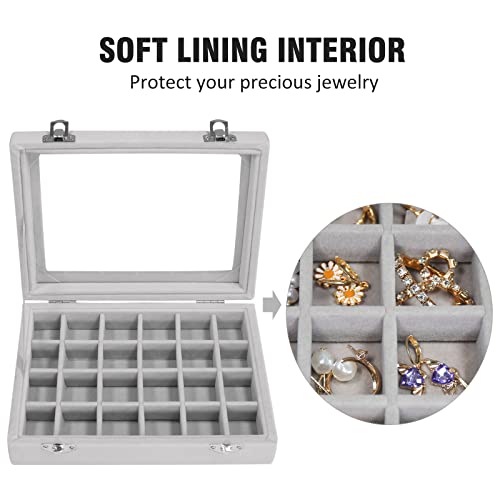 Vicoter Velvet Jewelry Box 24 Grid Jewelry Ring Display Organiser Box Tray Holder Earrings Storage Case for Girls Wife Mom...