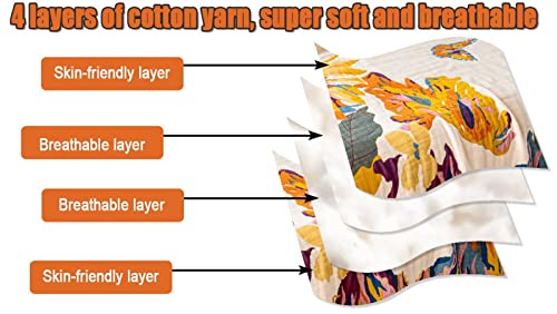 MSGKV Boho Throw Blanket 60''x80'',100% Cotton Blanket for Couch Bed, Spring Breathable Quilt Farmhouse Home Decor Soft Li...
