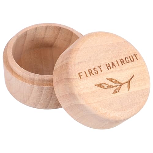Hpmjz Memorial Box Engraved Wooden Round Newborn Wood Case Baby Keepsake Tooth Box Fetal Hair Memorial Storage Container C...