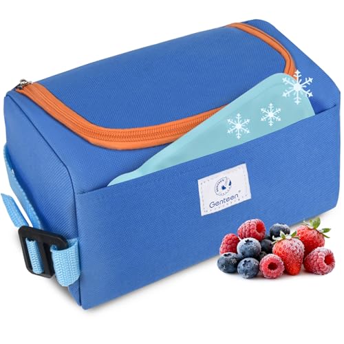 Genteen Lunch Bag Kids,Small Cooler Bag with Ice Packs,Freezable Lunch Bag/Snack Bag,Insulated Bag Reusable, with Zip Clos...