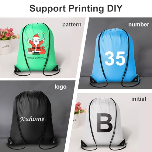Kuhome 60Pcs Drawstring Backpacks Bulk String Bag Cinch Sack Pack Storage Knapsack Polyester Gift Bags Sports Drawstring B...