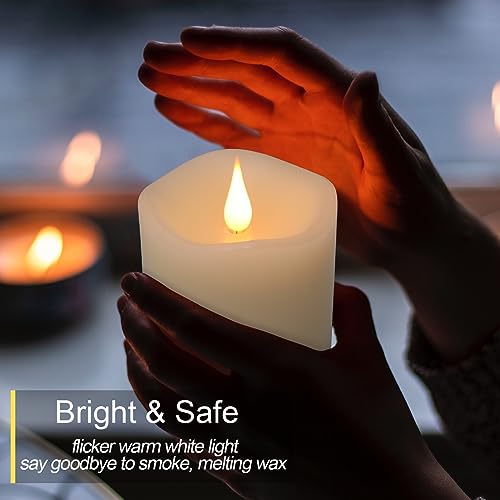 TECHLONG Flameless Candles Battery Operated with Timer, 3D Moving Flame Flickering, Last 600+ Hours Battery Candles, 3" x ...