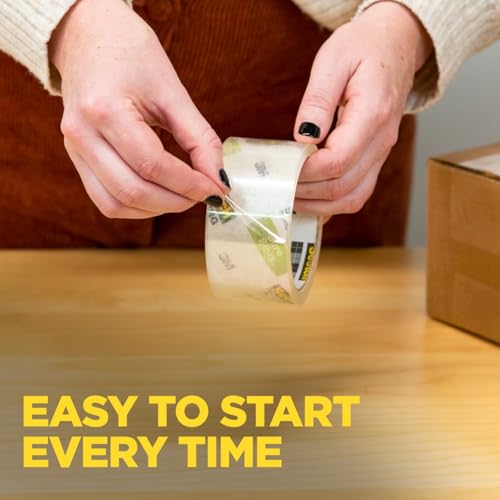 Scotch Sure Start Packing Tape, Clear, Quiet Unwind and Easy Start, 1.88 in. x 22.2 yd., 6 Tape Rolls with Dispensers