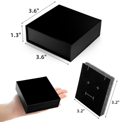Covzoe 24 Pack Cardboard Jewelry Boxes, 3.6 x 3.6 x 1.3 Inch Small Jewelry Gift Boxes with Cotton Filled and Lid, Jewelry ...