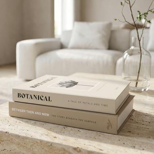 ZICOTO Beautiful Decorative Books - Set of 2 Boxes Enhance Your Coffee Table, Bookshelf or Mantel Decor - Aesthetic Fake/F...