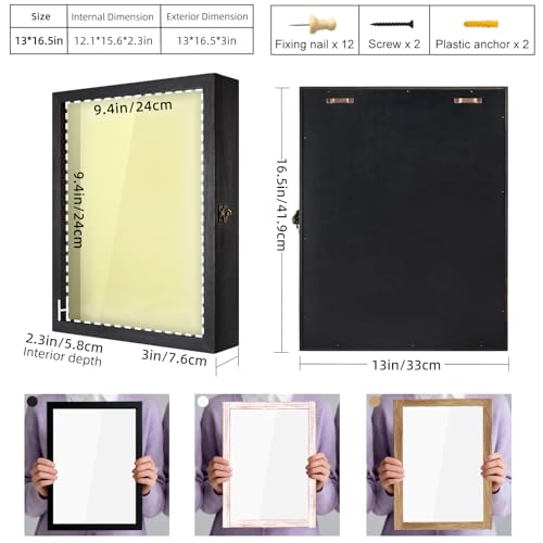 TJ.MOREE Flowers Shadow Box Display Case 13 x 16 Large Shadow Box Picture Frame with Glass Wedding Bouquet Memorabilia Med...