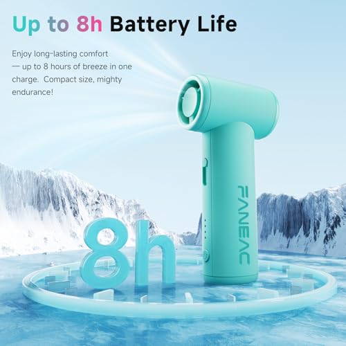 Mini Handheld Portable Fan - Brushless Motor, Ultra Slim, Stepless Control, Rechargeable 2500mAh Battery Up to 8 Hours, Po...