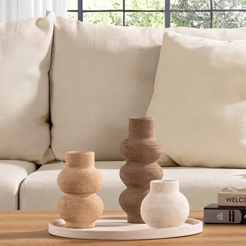 Ceramic Vase Home Table Decor - Flower Vase Set of 3 Living Room Kitchen Decorations Farmhouse Modern Rustic Vases Decorat...