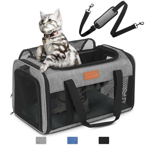 PETUX Airline Approved Pet Carrier - 17x11x9.5 in, Underseat, Top & Side Entry, Soft Sided Cat Dog Carrier for Small Cat &...