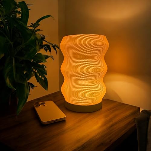 Delta Loom Wave Table Lamp - Modern Bedside Light for Bedroom, Desk, Nightstand, or Office - Mood Lighting Lamp - Eco-Frie...