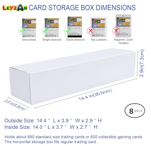 Leyzan Trading-Card Storage Box, 8-Pack • 1000 Count Corrugated Cardboard Storage Box with dividers & labels for TCG/Magi...