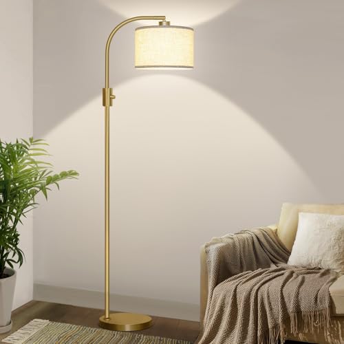 Nintiue Upgraded Modern Arc Dimmable Tall Standing Floor Lamp with Linen Shade, 1200 Lumens LED Bulb Included, for Living...