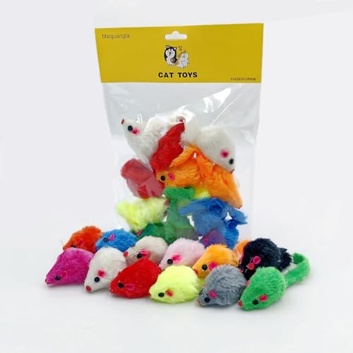 Maiguangta 12PCS Cat Mouse Toys,Faux Fur Cat Mice Toys with Plastic Body, Interactive Catnip Toys for Indoor Cats,Perfect ...