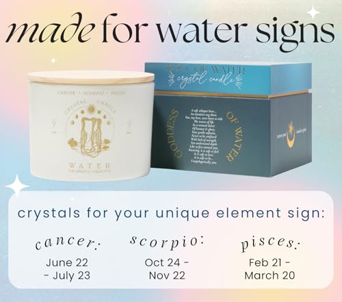 Pisces, Cancer, Scorpio Gifts for Women - 12oz Wood Wick Candles that Crackle with Crystals and Healing Stones. Healing Cr...