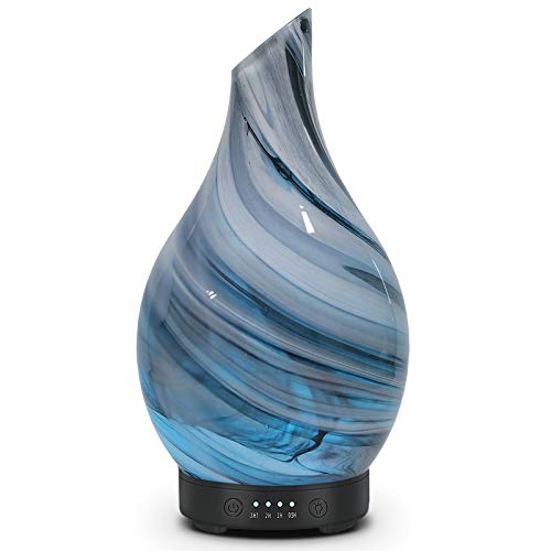 Essential Oil Diffuser Aromatherapy Diffuser - Art Glass Oil Diffuser with Auto Shut-Off Protection 4 Timer Setting 7 Colo...