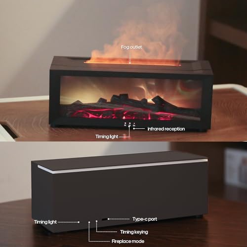 Essential Oil Diffuser Flame Colorful Water Vapor Fireplace Diffusers Fire Humidifier for Aromatherapy Aroma Therapy Machi...