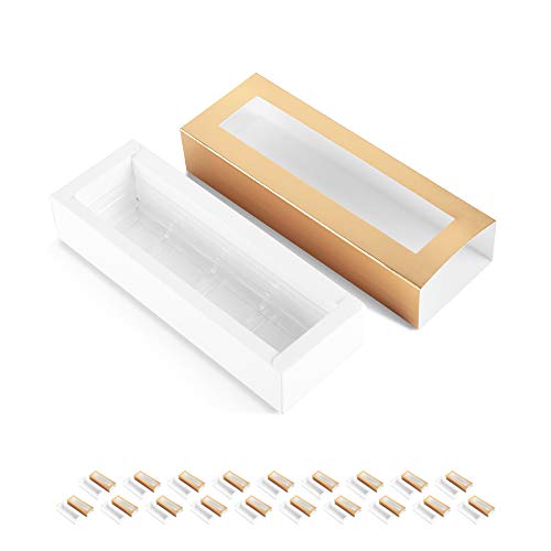 BAKIPACK 20 Truffle Boxes, Chocolate Boxes, Candy Boxes Packaging with 4-Piece Plastics Tray (Tray Size with 5.75x1.25 Inc...