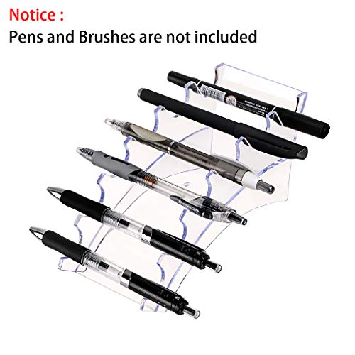 Hipiwe Acrylic Pen Holder Display Stand Clear Makeup Brush Rack Organizer Holder 6-Slots Nail Brush Eyebrow Fountain Pen R...