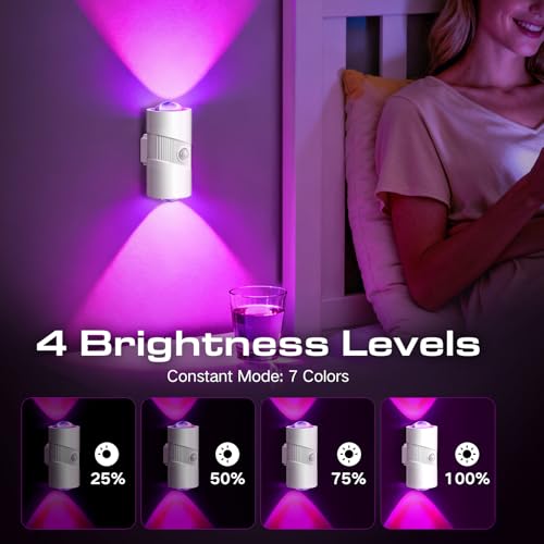 Rechargeable RGB Motion Sensor Night Light, Color Changing LED Night Light with Stick-on Magnet, 4-Level Adjustable Bright...