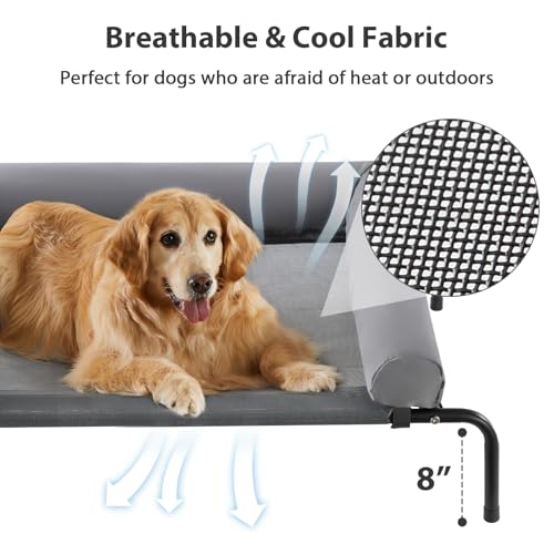 RRPETHOME Large Elevated Cooling Dog Bed 43 x 31 x 8 Inch, Raised Dog Cot Beds for Large Dogs,Elevated Outdoor Pet Bed,Che...