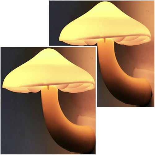 AUSAYE 2 Pack LED Mushroom Night Light Plug into Wall NightLight,Dusk to Dawn Sensor Wall Lamp Energy Saving Night Lights ...
