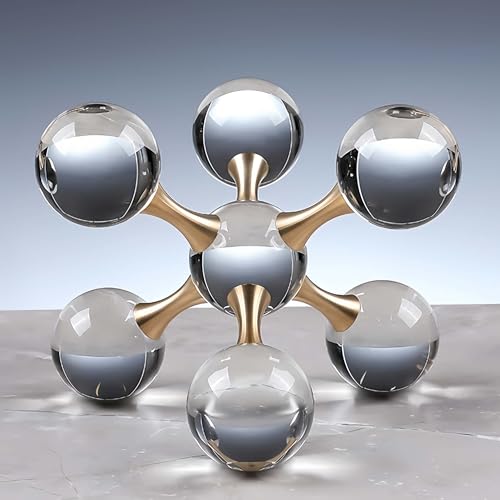 6.7 inch Transparent Golden Crystal Ball, Living Room Decor, Gold Modern Western House Decor Aesthetic, Home Decor Living ...