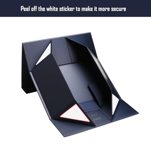MEIANJU Dark Blue Gift Boxes 8.7*W6.5*H3.5inch with Ribbon Foldable Magnetic Gift Boxes Set of 5 Glossy Finish Magnetic Bo...
