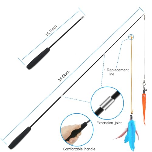 ZPH Cat Toys Interactive for Indoor Cats,2PCS Retractable Cat Wand,9PCS Teaser Toys&1PCS Hanging Door Lure Kitten Toy,Inte...