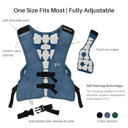 ice.U Auto-Freezing Cooling Vest for Men and Women, 27°C/80.6°F Ice Vest for Garage, Yardwork, Poolside, Backyard, BBQs