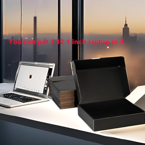DUZCLI Small Shipping Boxes 13x10x2 Inches – Black Corrugated Cardboard Boxes (20-Pack) for Mailing, Packing, Small Busine...