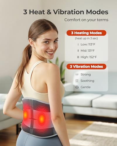 Cordless Heating Massage Pad Customizable Pain Relief with 3 Heat 3 Vibration 3 Timer Settings Wearable and Rechargeable f...