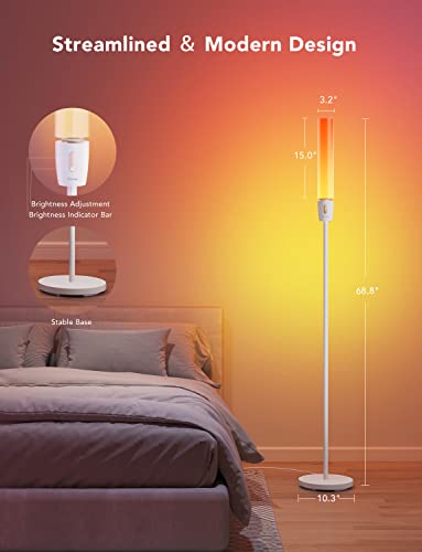 Govee RGBIC Cylinder Floor Lamp, LED Corner Floor Lamp with Wi-Fi App Control, Smart Lamp with 64+ Scenes, DIY Mode, Music...