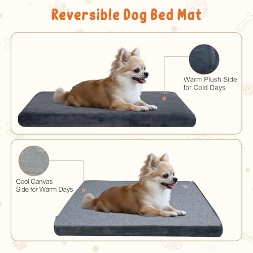 EMPSIGN Stylish Dog Bed Mat Dog Crate Pad Mattress Reversible (Cool & Warm), Water Proof Linings, Removable Machine Washab...