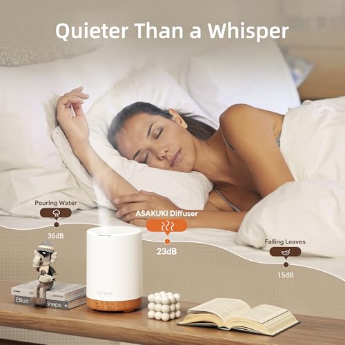 ASAKUKI Essential Oil Diffuser for Home, 300 ml Humidifier with Automatic Shut-Off, Quiet Aromatherapy Diffuser with 7 LED...