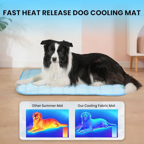 Dog Cooling Mat, Double-Sided with Cooling Fabric & Warm Flannel, 43.3" x 31.5" Thickened Cooling Mat for Dogs, No Electri...