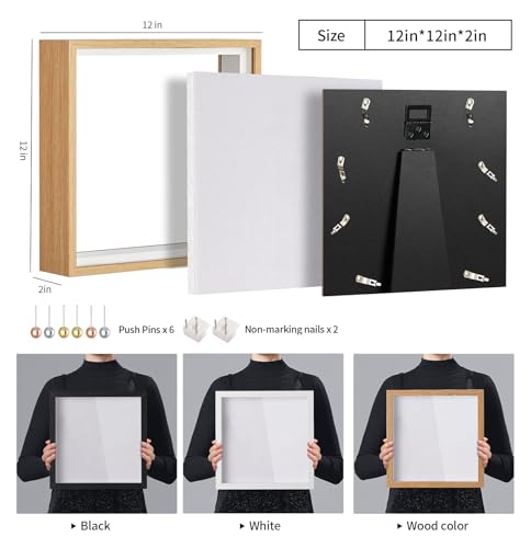 MUXIUNT Travel Adventure Challenge Archive Shadow Box Picture Frame with Slot,12x12 Travel Ticket Card Memory Box for Keep...