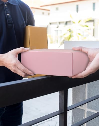 TryDrem Shipping Boxes 9x6x2 Inch, Set of 45, Cute Pink Corrugated Cardboard Boxes, Mailer Packaging Boxes for Small Busin...