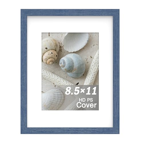 An&He 8.5x11 inch Picture Frame, Blue Simple Photo Frame for Decorative Artwork, Suitable for Tabletop, Desk, Bookshelf an...