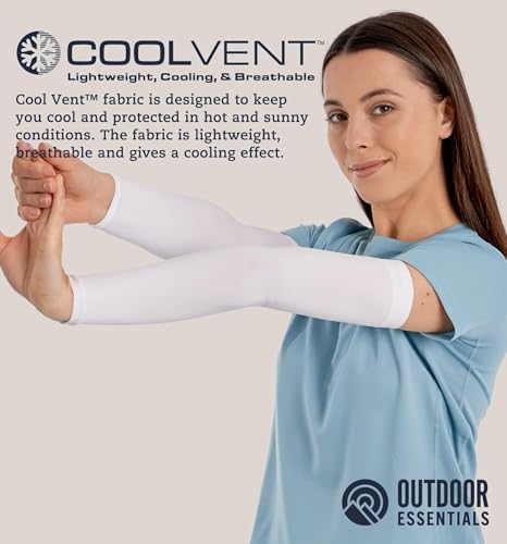 OutdoorEssentials UV Sun Protection Arm Sleeves - Compression Arm Sleeve, UV Arm Sleeves Men, Women - Golf Cooling Sleeves