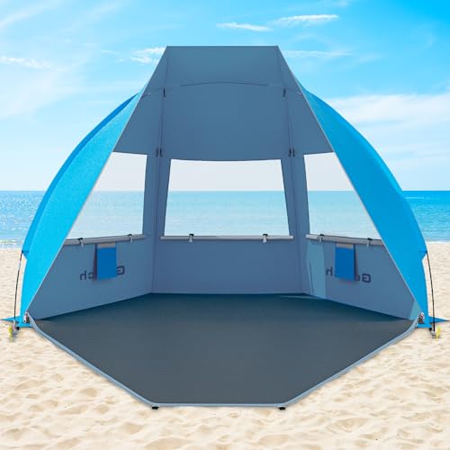 Gorich Portable Beach Tent for 3/4-5/6-7 Person with UPF 50+ UV Protection, Lightweight & Foldable Sun Shelter with 5 Sand...