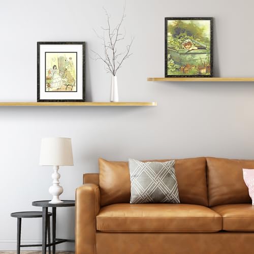 Golden State Art, 11x14 Distressed Black Wood Frame with White over Black Double Mat - Displays 8x10 Photos - Real Glass, ...