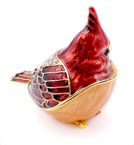 JWT Astyle Elegant Cardinal Bird Jewelry Trinket Boxes Hinged .Keepsake Ring Box Necklace Earrings Organizer.Cardinals Gif...