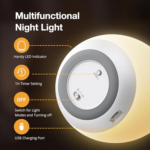 JolyWell Night Light for Kids, Baby Night Light with 7 Colors Changing Mode & Stepless Dimming, Nursery Night Light BPA Fr...